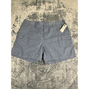 Mens Stonewashed Cargo Shorts With Pocket Buttons Elastic Waist 54 Blue